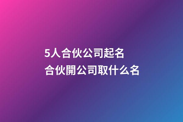 5人合伙公司起名 合伙開公司取什么名